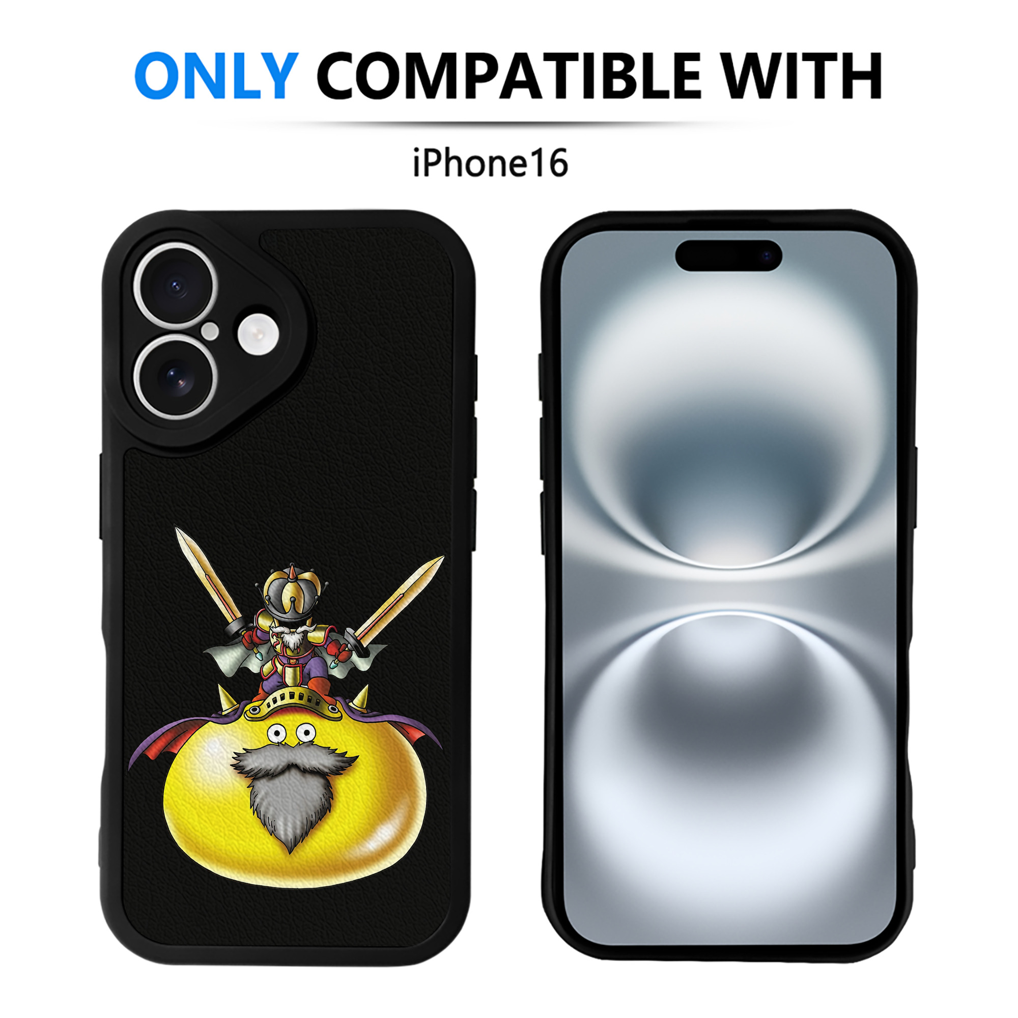 （画像用） ドラゴンクエスト Doragon Kuesuto Dragon Quest 【iPhone 16シリーズ対応】シリコンスマホケース（レザー調） 材質：シリコン